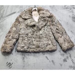 Vintage Dino‎ Ricco Fur Coat Womens M Gray Rabbit Fur Lined Luxurious Mafia Glam